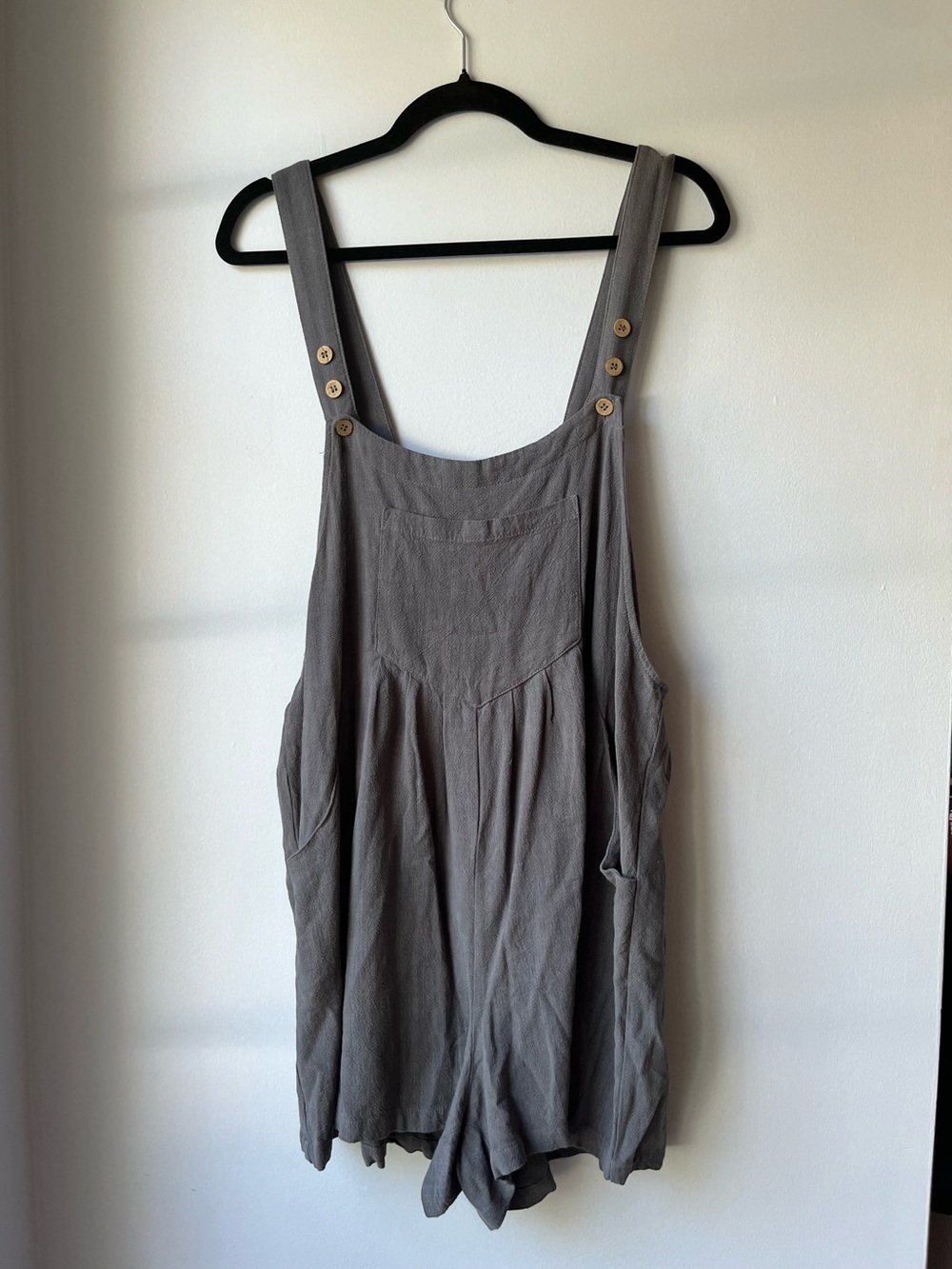 Gray Sleeveless Romper Overalls | Anrabess XXL | Gray w/ Pockets